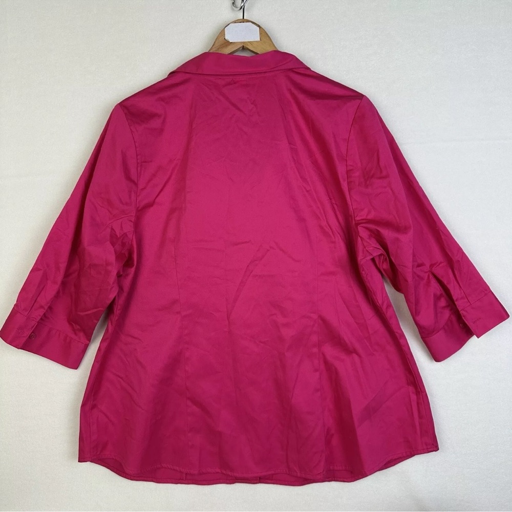Lane Bryant Button Down Shirt Women’s Plus Size 18 Hot Pink 3/4 Sleeve NWT - Picture 2 of 14